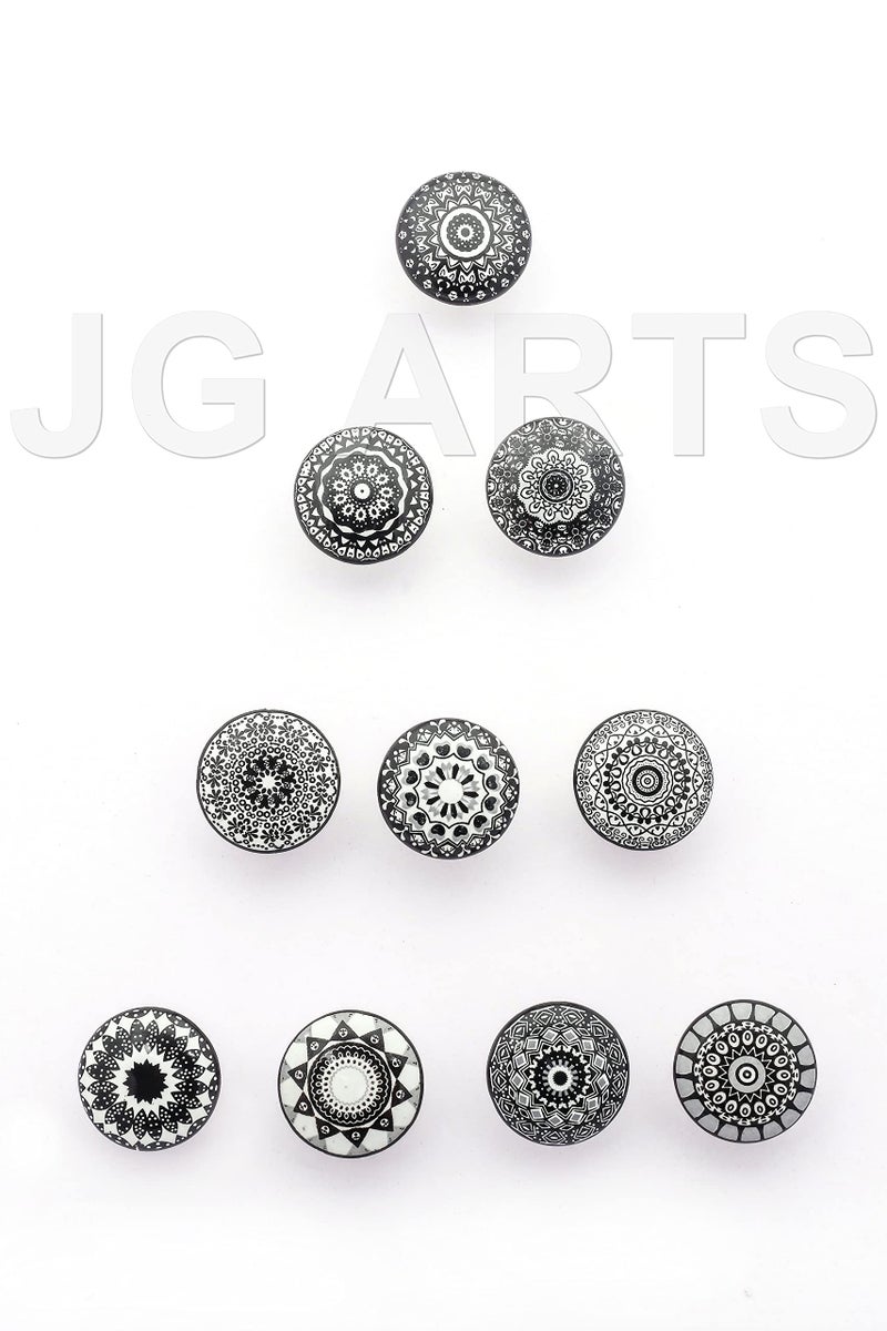 JGARTS Set of 10 Black Ceramic Porcelain Pottery Cabinet knob Drawer pulls Furniture Handles Shabby Chic Vintage - Image 2